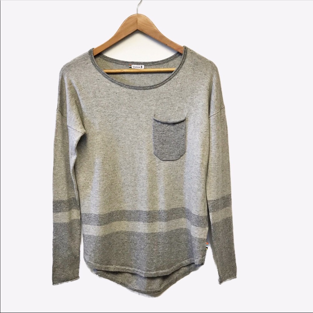 Smartwool Gray Striped Scoop Neck Sweater Size XS